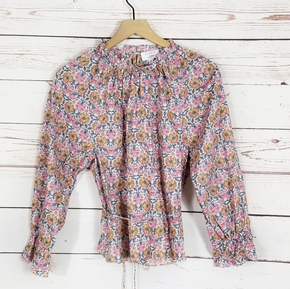 J. Crew x Liberty | Honeysuckle Floral Tie Waist Top NEW - Picture 5 of 11